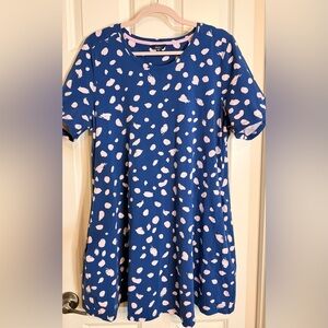 Joules Blue and Light Pink Spotted Mini Dress